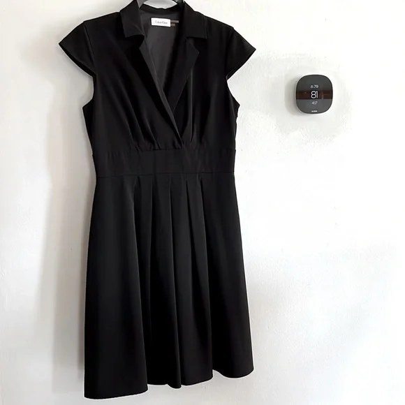 Calvin Klein | Dresses | Calvin Klein Stunning Black Crossover Bodice Aline  Dress | Poshmark